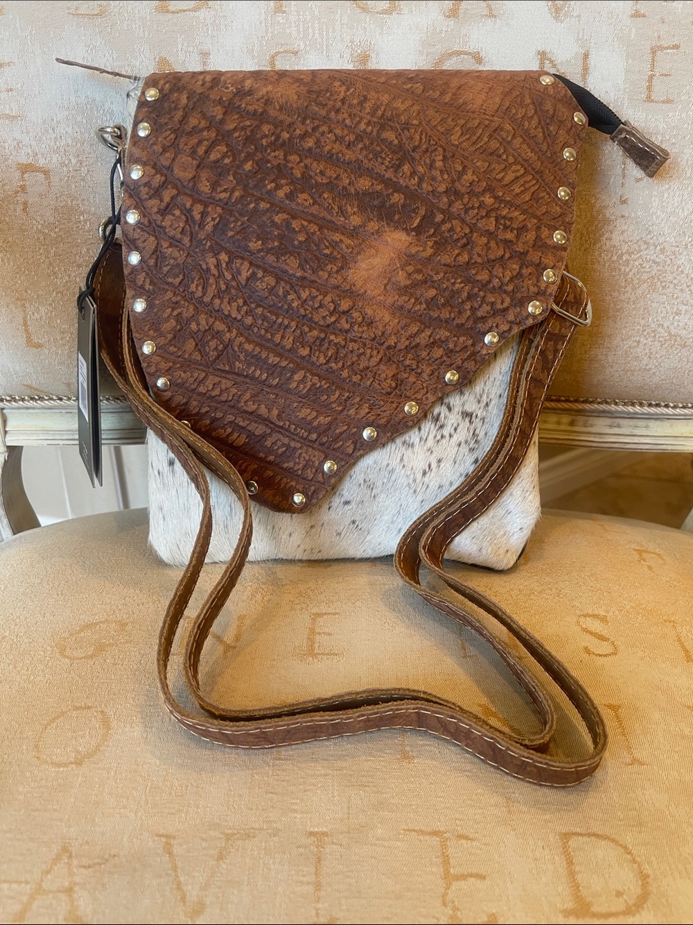 Myra Stonebrook Canvas & Hairon Bag
In Spotted Ivory